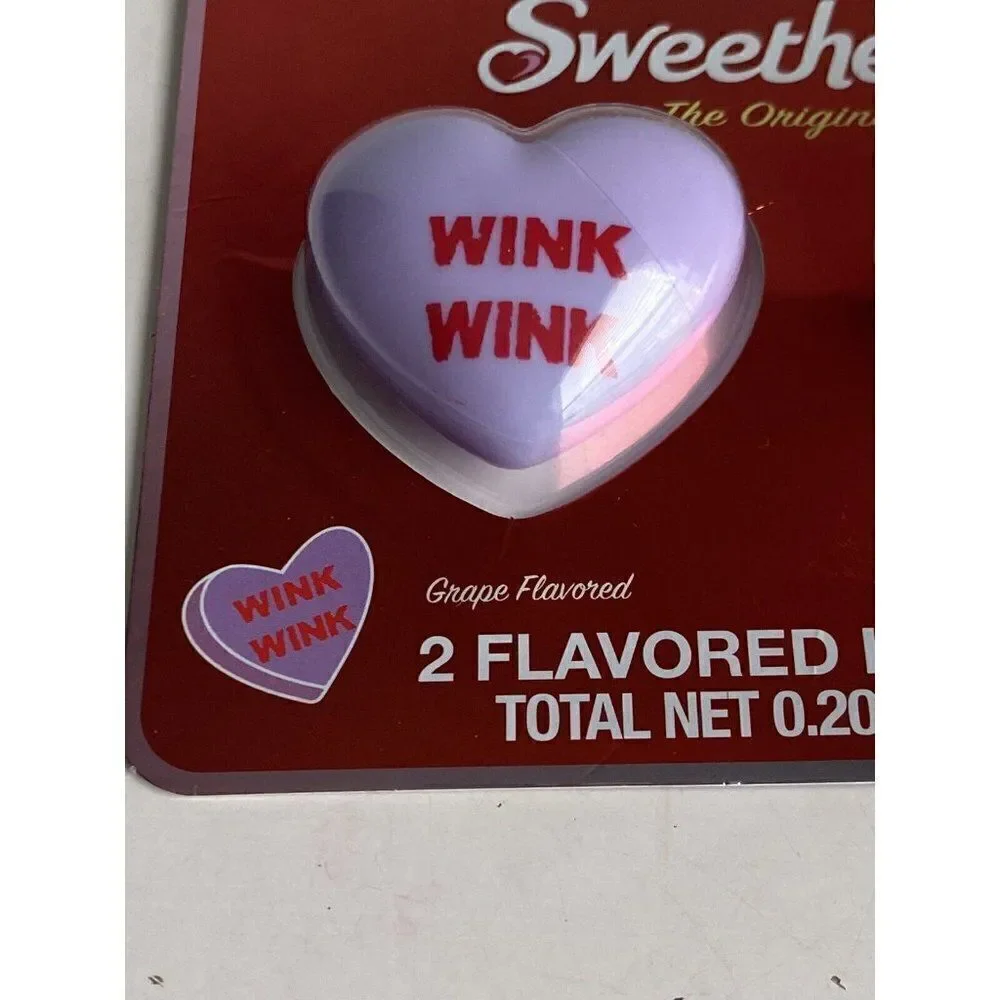2 Pack Sweethearts Valentines‎ Flavored Lip Gloss Heart Shaped Banana Grape NEW